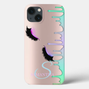 Case-Mate iPhone Case Faux Cils Arc-en-Ciel Drips Rose Gold