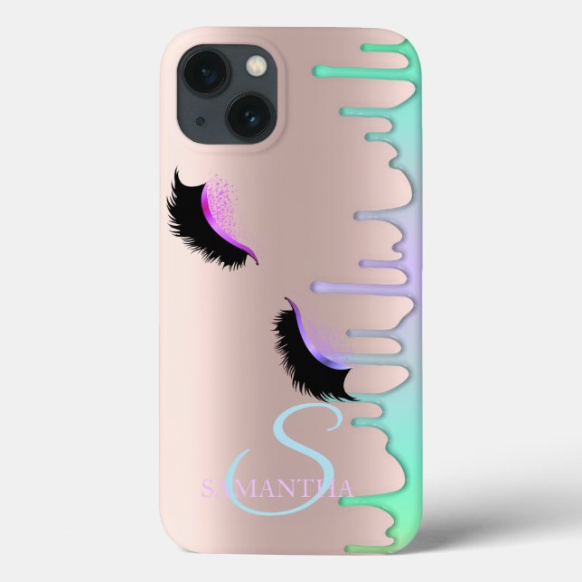 Coques Case-Mate iPhone Faux Cils Arc-en-Ciel Drips Rose Gold (Verso)