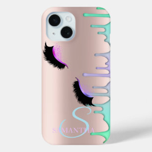 Coque Case-Mate iPhone Faux Cils Arc-en-Ciel Gouttes Rose Gold
