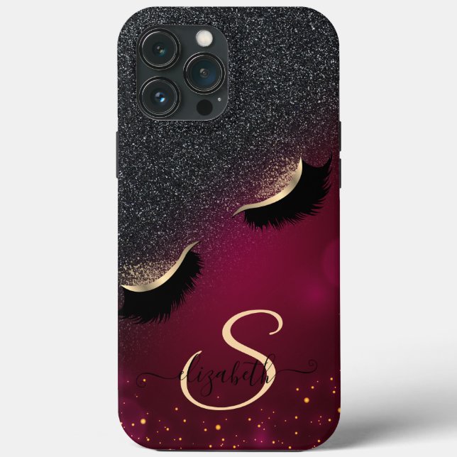 Coques Case-Mate iPhone Faux Cils Cool Noir Paillettes Rouges (Verso)