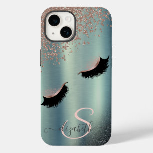 Coque Case-Mate iPhone Faux cils Diamants Paillettes Vertes Noires