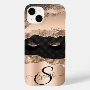 Coque Case-Mate iPhone Faux Cils Rose Gold Paillettes Noirs