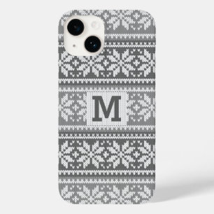 Coque Case-Mate iPhone Faux de neige gris Faux Knit Sweat Motif Monogramm