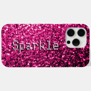 Coque Case-Mate iPhone Faux éclats rose chaud scintille Votre texte