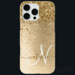 Coque iPhone 16 Pro Max Faux Gold brossé Parties scintillant métallique Im<br><div class="desc">Personnalisez facilement ce design branché de boîtier de téléphone chic avec une jolie parties scintillant dorée brillante sur un arrière - plan métallique brossé en or.</div>