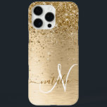Coque iPhone 16 Pro Max Faux Gold brossé Parties scintillant métallique Im<br><div class="desc">Personnalisez facilement ce design branché de boîtier de téléphone chic avec une jolie parties scintillant dorée brillante sur un arrière - plan métallique brossé en or.</div>