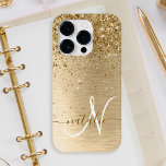 Coque Case-Mate iPhone Faux Gold brossé Parties scintillant métallique Im<br><div class="desc">Personnalisez facilement ce design branché de boîtier de téléphone chic avec une jolie parties scintillant dorée brillante sur un arrière - plan métallique brossé en or.</div>