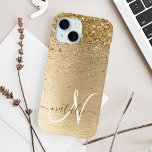 Coque Case-Mate iPhone Faux Gold brossé Parties scintillant métallique Im<br><div class="desc">Personnalisez facilement ce design branché de boîtier de téléphone chic avec une jolie parties scintillant dorée brillante sur un arrière - plan métallique brossé en or.</div>