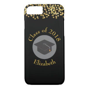 Case-Mate iPhone Case Faux Gold Confetti & Graduation Cap Classe de 20xx