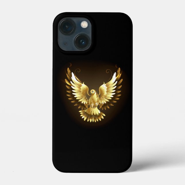 Coques Case-Mate iPhone Faux Gold Foil Peace Dove en noir (Verso)