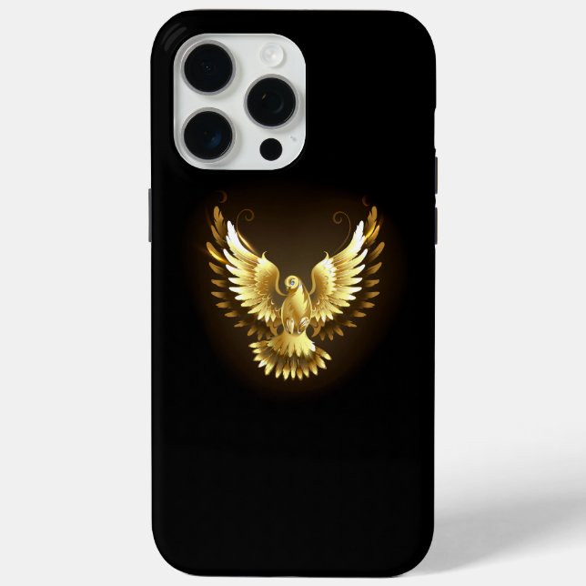 Coques Case-Mate iPhone Faux Gold Foil Peace Dove en noir (Verso)