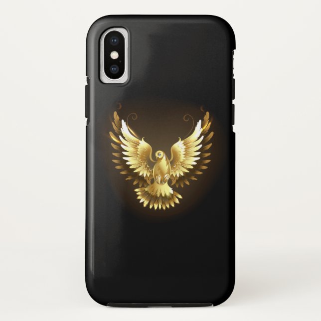 Coques Case-Mate iPhone Faux Gold Foil Peace Dove en noir (Dos)