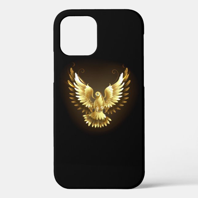 Coques Case-Mate iPhone Faux Gold Foil Peace Dove en noir (Verso)