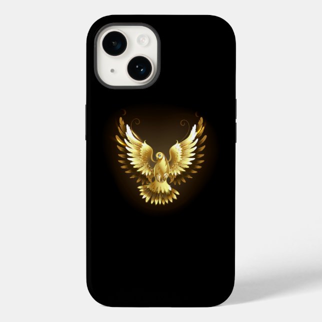 Coques Case-Mate iPhone Faux Gold Foil Peace Dove en noir (Verso)