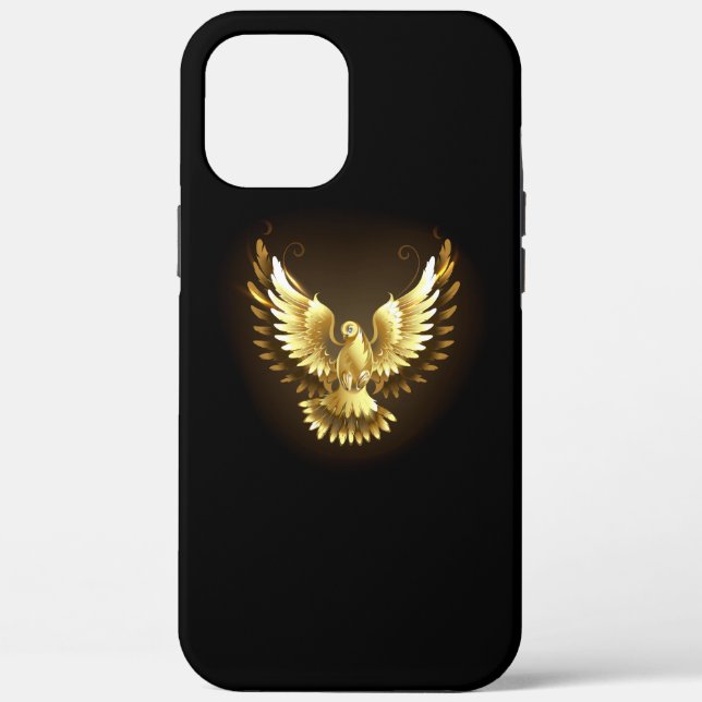 Coques Case-Mate iPhone Faux Gold Foil Peace Dove en noir (Verso)