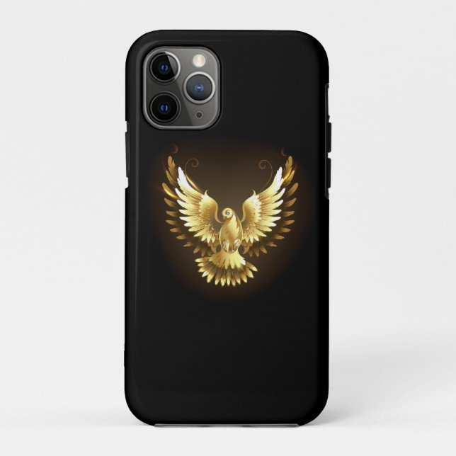 Coques Case-Mate iPhone Faux Gold Foil Peace Dove en noir (Dos)