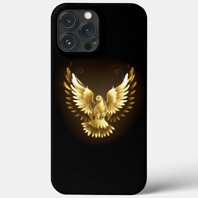 Coques Case-Mate iPhone Faux Gold Foil Peace Dove en noir (Verso)