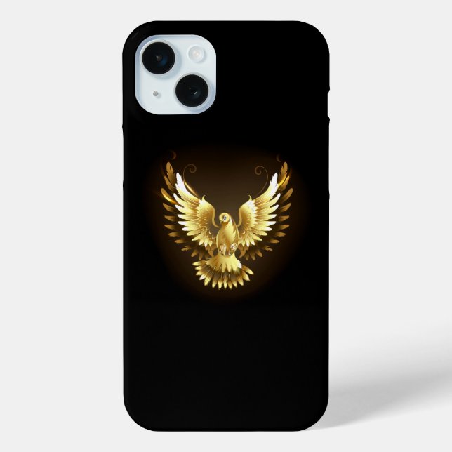 Coques Case-Mate iPhone Faux Gold Foil Peace Dove en noir (Verso)