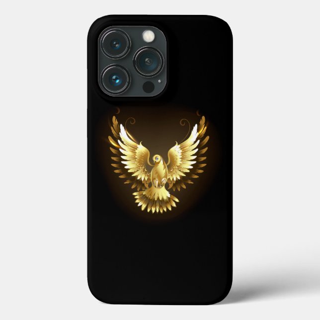 Coques Case-Mate iPhone Faux Gold Foil Peace Dove en noir (Verso)