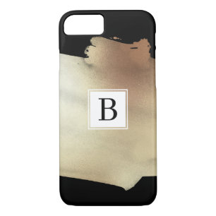 Case-Mate iPhone Case Faux Gold Foil Splash sur un monogramme noir et si