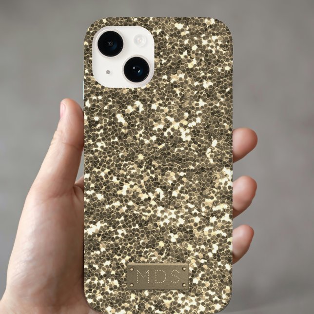 Coques Case-Mate iPhone Faux Gold Parties scintillant Bling Sparkling Mono (Just add your initials!)
