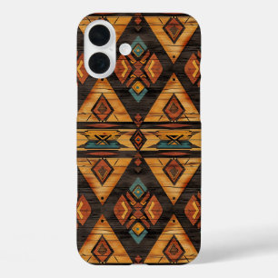 Coque Pour iPhone 16 Plus Faux grain de bois aztèque