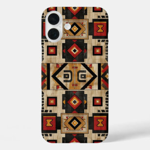 Coque Pour iPhone 16 Plus Faux grain de bois aztèque