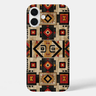 Coque Pour iPhone 16 Plus Faux grain de bois aztèque