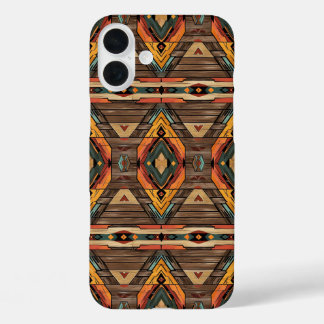 Coque Pour iPhone 16 Plus Faux grain de bois aztèque