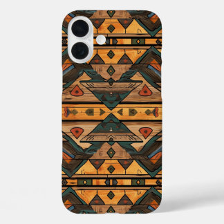 Coque Pour iPhone 16 Plus Faux grain de bois aztèque