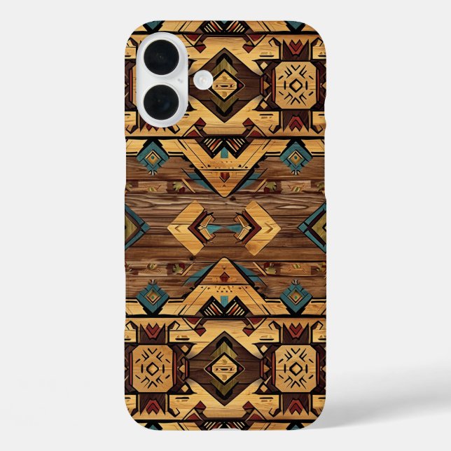 Coques Case-Mate iPhone Faux grain de bois aztèque (Verso)