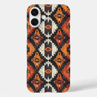 Coque Pour iPhone 16 Plus Faux grain de bois aztèque