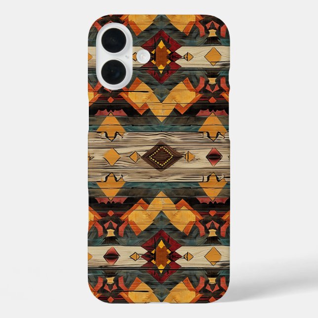 Coques Case-Mate iPhone Faux grain de bois aztèque  (Verso)
