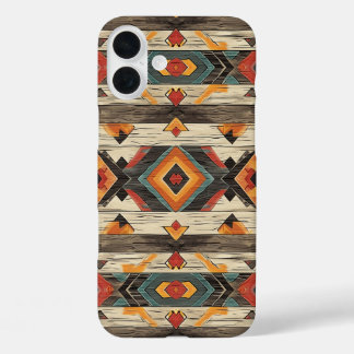 Coque Pour iPhone 16 Plus Faux grain de bois aztèque