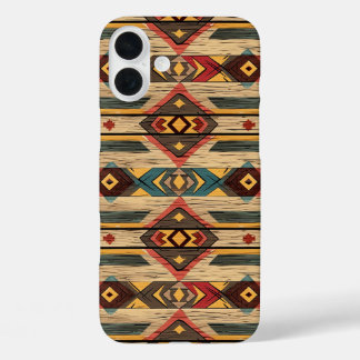 Coque Pour iPhone 16 Plus Faux grain de bois aztèque