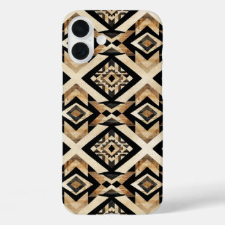Coque Pour iPhone 16 Plus Faux grain de bois aztèque