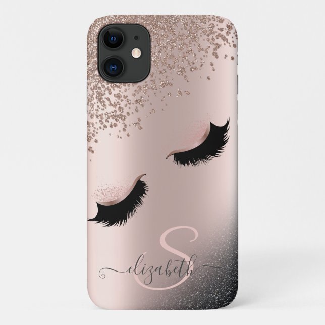 Coques Case-Mate iPhone Faux Lashes Parties scintillant noire Diamants Ros (Dos)