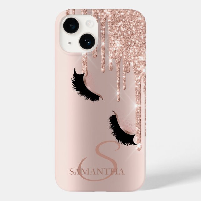 Coques Case-Mate iPhone Faux Lashes Parties scintillant Rose Gold Drives (Verso)