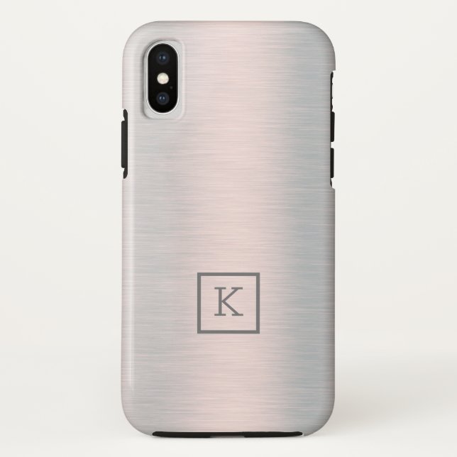 Coques Case-Mate iPhone Faux métal gris argent brossé look aluminium (Dos)