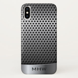 Coque iPhone X Faux Metal Texture étagères monogrammes personnali