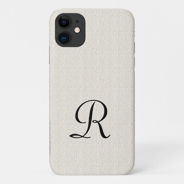 Coques Case-Mate iPhone Faux off White Burlap Minimum Rustic Monogram (Dos)