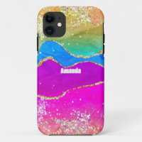 Faux Paillettes Agate Arc-en-Ciel