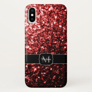Coque Case-Mate iPhone Faux paillettes rouge foncé éclats de glamour Mono