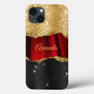 Case-Mate iPhone Case Faux Parties scintillant élégantes Red Gold noir m
