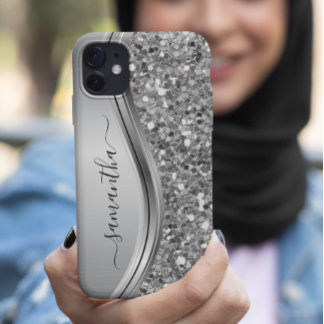 Case-Mate iPhone Case Faux Parties scintillant en argent Glam Bling Méta