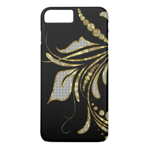 Coque iPhone 7 Plus Faux Parties scintillant & Or Elegant floral torse
