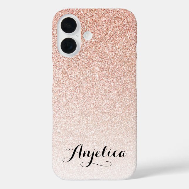 Coques Case-Mate iPhone Faux Parties scintillant Rose Gold Ombre Script No (Verso)