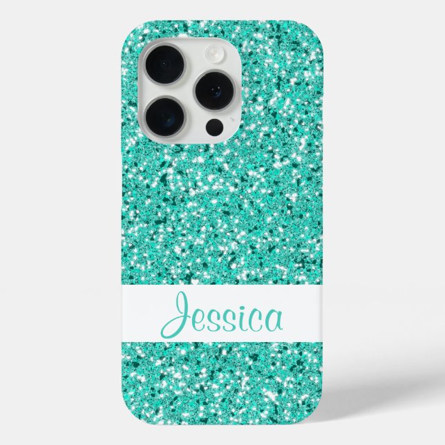 Coques Case-Mate iPhone Faux Parties scintillant Turquoise Ressemblent Ave (Verso)