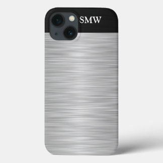Coque Case-Mate iPhone Faux personnalisées en acier inoxydable et noir