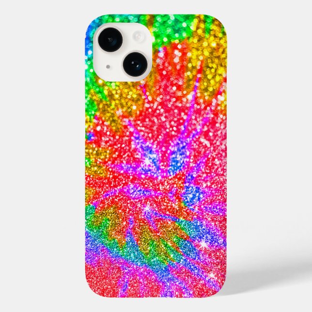 Coques Case-Mate iPhone Faux Rainbow Tie Dye Parties scintillant Motif (Verso)